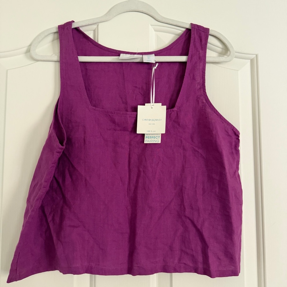 Cynthia Rowley Linen Tank Top Sleeveless Lightweight Summer Blouse NWT Size M